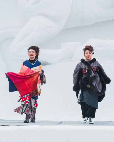 さっぽろ雪まつり大雪像ステージ着物ショー