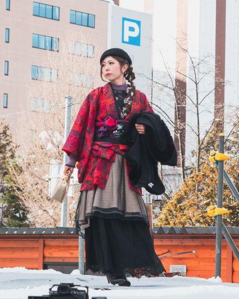 さっぽろ雪まつり大雪像ステージ着物ショー